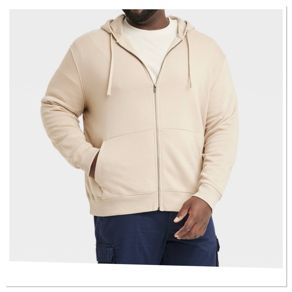 Goodfellow & Co Tan Zip-Up Hoodie Sweatshirt